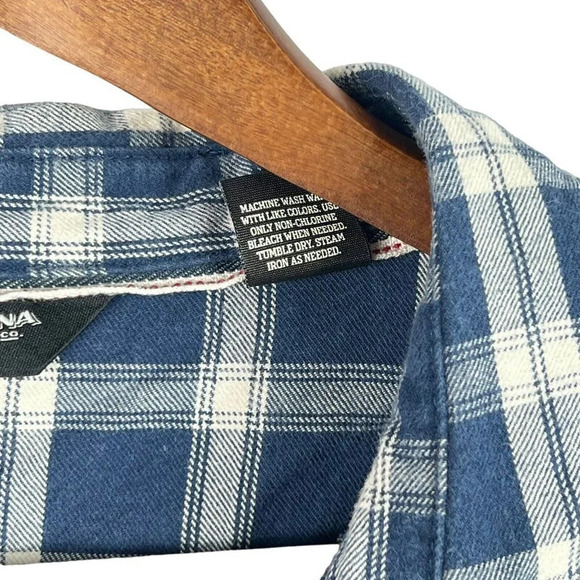 Arizona Jeans Co Mens Flannel Shirt Size XXL Blue Plaid Medium Weight Snap Close - Picture 4 of 7